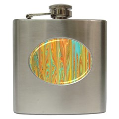 Beautiful Abstract In Orange, Aqua, Gold Hip Flask (6 Oz) by digitaldivadesigns