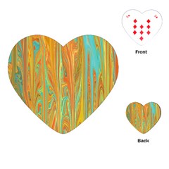 Beautiful Abstract In Orange, Aqua, Gold Playing Cards (heart) 