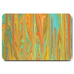 Beautiful Abstract In Orange, Aqua, Gold Large Doormat  by digitaldivadesigns