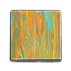 Beautiful Abstract In Orange, Aqua, Gold Memory Card Reader (square) by digitaldivadesigns