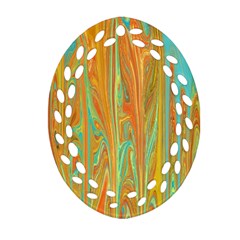 Beautiful Abstract In Orange, Aqua, Gold Ornament (oval Filigree)  by digitaldivadesigns