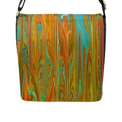 Beautiful Abstract In Orange, Aqua, Gold Flap Messenger Bag (l)  by digitaldivadesigns