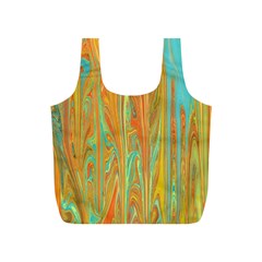 Beautiful Abstract In Orange, Aqua, Gold Full Print Recycle Bags (s)  by digitaldivadesigns