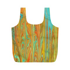 Beautiful Abstract In Orange, Aqua, Gold Full Print Recycle Bags (m)  by digitaldivadesigns