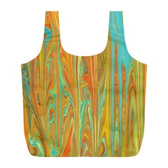 Beautiful Abstract In Orange, Aqua, Gold Full Print Recycle Bags (l)  by digitaldivadesigns