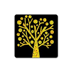 Yellow Magical Tree Square Magnet by Valentinaart