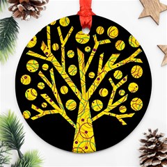 Yellow Magical Tree Round Ornament (two Sides)  by Valentinaart