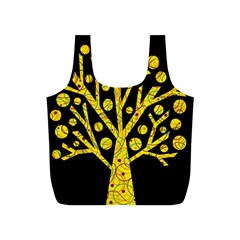 Yellow Magical Tree Full Print Recycle Bags (s)  by Valentinaart