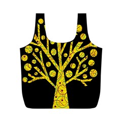 Yellow Magical Tree Full Print Recycle Bags (m)  by Valentinaart