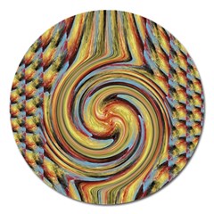 Gold Blue And Red Swirl Pattern Magnet 5  (round) by digitaldivadesigns