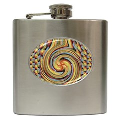 Gold Blue And Red Swirl Pattern Hip Flask (6 Oz) by digitaldivadesigns