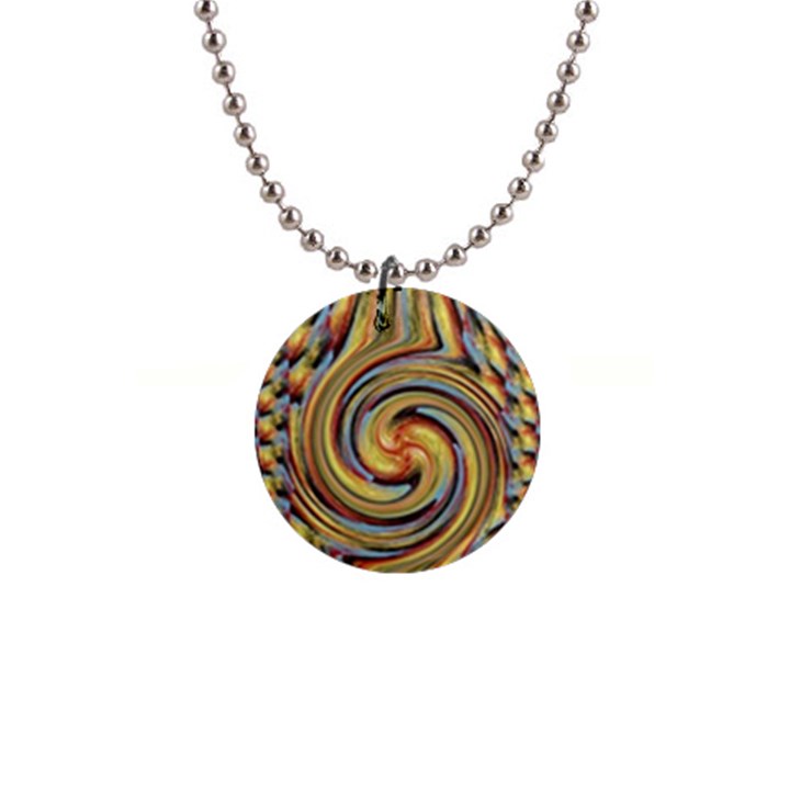 Gold Blue and Red Swirl Pattern Button Necklaces