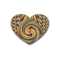 Gold Blue And Red Swirl Pattern Heart Coaster (4 Pack)  by digitaldivadesigns