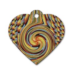 Gold Blue And Red Swirl Pattern Dog Tag Heart (one Side) by digitaldivadesigns