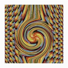 Gold Blue And Red Swirl Pattern Medium Glasses Cloth (2-side) by digitaldivadesigns