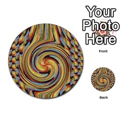 Gold Blue And Red Swirl Pattern Multi-purpose Cards (round) 