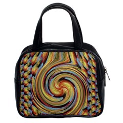 Gold Blue And Red Swirl Pattern Classic Handbags (2 Sides) by digitaldivadesigns