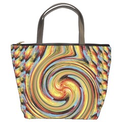 Gold Blue And Red Swirl Pattern Bucket Bags by digitaldivadesigns