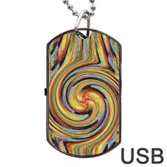 Gold Blue And Red Swirl Pattern Dog Tag Usb Flash (two Sides)  by digitaldivadesigns