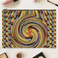 Gold Blue And Red Swirl Pattern Cosmetic Bag (xxxl)  by digitaldivadesigns