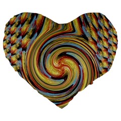 Gold Blue And Red Swirl Pattern Large 19  Premium Heart Shape Cushions by digitaldivadesigns