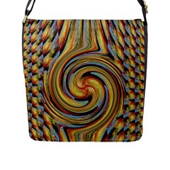 Gold Blue And Red Swirl Pattern Flap Messenger Bag (l)  by digitaldivadesigns