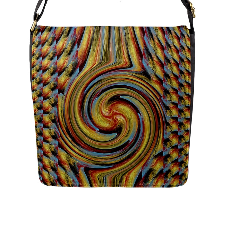 Gold Blue and Red Swirl Pattern Flap Messenger Bag (L) 