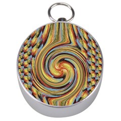 Gold Blue And Red Swirl Pattern Silver Compasses by digitaldivadesigns