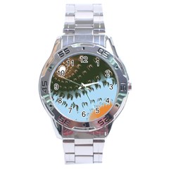 Sun-ray Swirl Design Stainless Steel Analogue Watch