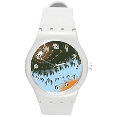 Sun-ray Swirl Design Round Plastic Sport Watch (m)