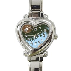 Sun-ray Swirl Pattern Heart Italian Charm Watch by digitaldivadesigns