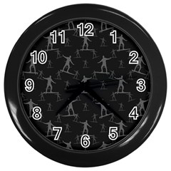 Surfing Motif Pattern Wall Clocks (black) by dflcprints