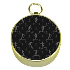 Surfing Motif Pattern Gold Compasses by dflcprints