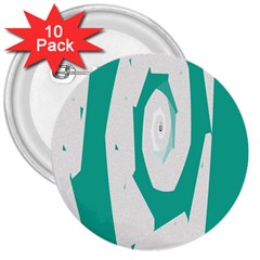 Aqua Blue And White Swirl Design 3  Buttons (10 Pack)  by digitaldivadesigns