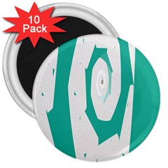 Aqua Blue And White Swirl Design 3  Magnets (10 Pack)  by digitaldivadesigns