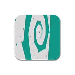 Aqua Blue And White Swirl Design Rubber Square Coaster (4 Pack)  by digitaldivadesigns