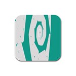 Aqua Blue and White Swirl Design Rubber Square Coaster (4 pack)  Front