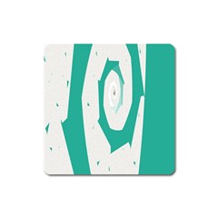 Aqua Blue And White Swirl Design Square Magnet by digitaldivadesigns