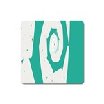 Aqua Blue and White Swirl Design Square Magnet Front