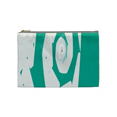 Aqua Blue And White Swirl Design Cosmetic Bag (medium)  by digitaldivadesigns