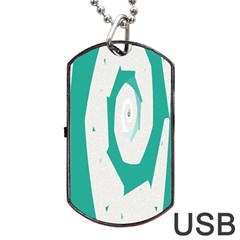 Aqua Blue And White Swirl Design Dog Tag Usb Flash (two Sides) 