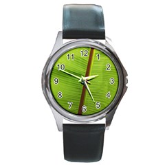 Ensete Leaf Round Metal Watch by picsaspassion