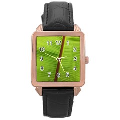 Ensete Leaf Rose Gold Leather Watch 