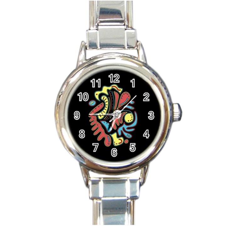 Colorful abstract spot Round Italian Charm Watch