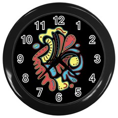 Colorful abstract spot Wall Clocks (Black)