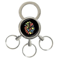 Colorful abstract spot 3-Ring Key Chains