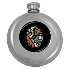 Colorful abstract spot Round Hip Flask (5 oz)