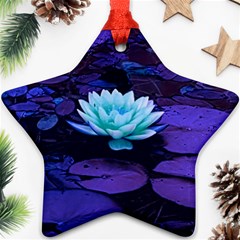 Lotus Flower Magical Colors Purple Blue Turquoise Ornament (star)  by yoursparklingshop