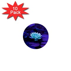 Lotus Flower Magical Colors Purple Blue Turquoise 1  Mini Buttons (10 Pack)  by yoursparklingshop