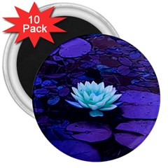 Lotus Flower Magical Colors Purple Blue Turquoise 3  Magnets (10 pack) 